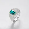 Retro Emerald Ring S925 Sterling Silver Full Diamond Pierścień Luksusowy Pierścień Europejski i amerykańska gorąca moda Wysokiej klasy Pierścień Walentynki Prezent Matki SPC SPC