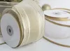 Gift Wrap 10 25 Yardsroll 63 65mm Gold Wire Edge Ribbon Valentine's Day Year Christmions Decoration Diy Handmade Craft Packing 231109