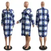 Designer Plaid Chemises Plus Taille 3XL Femmes Automne Hiver Vêtements À Manches Longues Chemisiers À Carreaux Style Long Cardigan Mode Survêtement Streetwear Gros Vêtements 8267