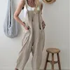 Kvinnors jumpsuits rompers kvinnor Dungarees harem rem byxor lösa jumpsuit baggy byxor overalls haklapp byxor bodysuit damer casual bomull linne jumpsuit 230410