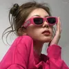 Sonnenbrille Mode kleiner Rahmen rechteckige Rosenrote Frauen Retro Y2K UV -Schutzschutz