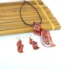 Halskette Ohrringe Set 6 Sets Retro Rot Romantische Farbige Glasur Murano Glas Anhänger Halsketten Für Frauen Elegantes Temperament Schmuck Geschenk