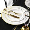 Dinnerware Sets Creative Kitchen Tableware Rose Gold Plastic Knives Forks And Spoons Disposable Set Western Three-piece