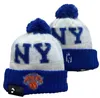 Men's Caps Knicks Beanies New York Beanie Hats All 32 Teams Knitted Cuffed Pom Striped Sideline Wool Warm USA College Sport Knit Hat Hockey Cap for Women's