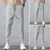Men's Pants Chic Men Ninth Thin Straight Pattern Multi Pockets Sweatpants Soft Fabric For School