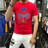 T-shirts pour hommes luxe strass Design pur coton ample confortable T-shirts à la mode vêtements d'été hommes hauts 4XL vêtements