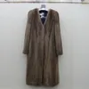 Women's Fur Faux 2023 Fashion 100 Real Mink Women Coat with VNeck Winter XLong Slim Warm Copenhagen Jacket 231109