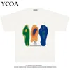 Mens camisetas Homens T-shirt Algodão Oversized Verão Impresso YCOA Gráfico Harajuku Hip Hop Solto Tops Tees Moda Coreana Y2K Roupas Estéticas 230411