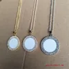 Pendant Necklaces Sublimation Blank Double Row Zircon Po Pendants Valentines Day Gift Tranfer Printing Consumable 15pcs/lot