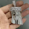 HQ GEMS Solid S925 Silver Iced Out Moissanite VVS Diamond Jesus Head Sliver Netlaces Men Pendant