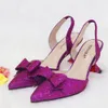 Sandals 2023 Arrivals Special Design Purple Color African Women Shoes and Bag Set Pointed Toe Pumps for Wedding Party 230411