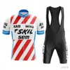 Conjuntos de jersey de ciclismo SKIL Conjunto de jersey de ciclismo retro Conjunto de bicicleta clásica Traje de bicicleta de manga corta para hombre Pantalones cortos con pechera Ropa Por Team Triatlón Maillot para hombre 3M411