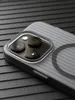 Luxus-Hüllen, gewelltes Muster, matt, magnetisch, kabellose Ladehülle für iPhone 15, 14, 13 Pro Max, transparente Hart-PC-Abdeckung