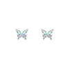 Stud -oorbellen Koreaanse kleurrijke zirkon vlinder 925 Sterling zilver voor vrouwen mode glanzende studentenfee -sieraden accessoires
