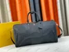 Borsone da uomo di design - Nero grafite Keepall 50 N40443: pelle Damier Infini, classico motivo a scacchiera, grande capacità per i viaggi del fine settimana Altro