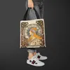 Shoppingväskor mucha -serie digital tryckt duk väska öppen handväska vintage shopping 231110