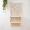 Tapestries Macrame Wall Hanging Plant Decor Shelf Indoor Outdoor Floating Wood Shelves Decorative Hand Made Rope Boho Shelving For Plants