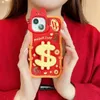 Designer bag New Year Gift Phone Case Soft Solid Color Case For iphone 15 14 11 12 13 pro max iphone15 iphone14 tpu Lucky cat dollar holder Shockproof Protect back cover