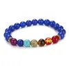 Braccialetto all'ingrosso 6 PZ 7 Chakra Healing Balance Lega d'oro 8mm Perline Reiki Buddha Bless Perdere peso Pietra naturale Yoga Charms Bracciale