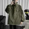 Vestes pour hommes col montant Safari hommes poches poitrine manteau à glissière hommes ample cyclisme motard moteur beau Y2K Ins Chic Kpop Harajuku