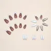 False Nails 24pcs Manicure Full Cover DIY Press On Silver Giltter Ballerina Long French Fake