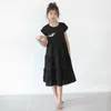 Girl's Dresses 2021 Summer Teenager Girls Loose Leisure Dress Kids Girls Cotton Elegant Dresses Long Style Children New Dresses Brief #8845 AA230410