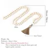 Hanger Kettingen OAIITE Natuurlijke Witte Fossielen Steen Beads108 Mala Ketting 8MM Gladde Ronde Jasper Japamala Meditatie Sieraden voor Vrouwen Mannen Gift 231110