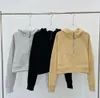 24 yoga sweatshirt lu tüplü yarım zip kapüşonlu açık boş zaman kazak spor kıyafetleri kadınlar üstleri egzersiz fitness gevşek kalın ceketler egzersiz yeni