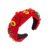 Luxury Christmas Festive Headband Wide-Brimmed Beaded Contrast Color Knotted Stylish Red And Green Headband