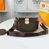 3 조각 지갑 여성 가방 클래식 패션 여성 고급 디자이너 숄더백 고품질 핸드백 인쇄 3 조각 지갑 원형 코인 가방 3 개