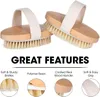 Bamboo Brushes Shower Brush Wet and Dry Brushing Body Scrubber for All Kinds of Skin