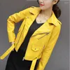 Damen Leder Slim Damen kurze kleine Jacke Frühling Herbst Motorradbekleidung Trend