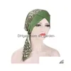 قبعة قبعة/قبعات جمجمة 2022 جديدة للسيدات المسلمة الحجاب سرطان الكيمياء ، طباعة قبعة Turban Head Er Hair Hair Flug Preper Dhgarden Dhgbk