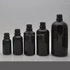 Garrafas de armazenamento 10ml 15ml 30ml 50ml 100ml preto vazio vidro cosmético garrafa de óleo essencial elegante pipetas conta-gotas embalagem