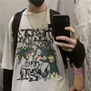 Męskie koszulki T-shirty gotycka koszulka hip-hopowa wiosenna koszulka z długim rękawem Patchwork Kobieta luźna mody mody streetwear tops tee