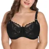 BRAS PLUS-storlek för kvinnor underkläder Blomma-prickade olinerade underwire bh sexiga damer spets bralte underkläder 36-46 c d dd e f