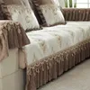 Stuhlhussen Europäischer Sofabezug Jacquard Luxus 2/3/4-Sitzer Anti-Rutsch-L-Form Couch Schonbezug Chenille-Sessel mit Rockkissen