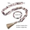 Pendentif Colliers 8mm Perles de pierre violette nouées 108 Collier Mala Méditation Yoga Prière Japamala Ensemble pour hommes et femmes 231110