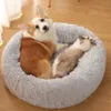 kennels pens MADDEN Round Dog Bed Cat Pet Bed Super Soft Long Plush Winter Warm Puppy House Fluffy Pet Sleeping Basket Cushion Dog Supplies 231110