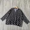 Women's Blouses 2023 Women Fashion Long Sleeve Sexy Casual Small Rapel V-Neckline Zwart en Wit Polka Dot katoenen linnen zonnebrandcrème shirt