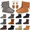 Botas de desenhista Austrália Chinelos Tasman Tazz Womens Plataforma Botas de Inverno Crianças Menina Clássico Bota de Neve Tornozelo Curto Arco Mini Pele Preto Castanha Rosa Bowtie 21-42