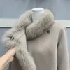 Frauen Unten Parkas 2023 Mode Natürliche Winter Pelzmantel Echt Kragen Kaschmir Wolle Woolen Frauen Jacke Luxus Outwear Damen weibliche 231110