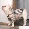 Cão vestuário designer roupas de cão clássico verificação padrão vestuário cães capa de chuva leve blusão jaqueta com capuz para francês blodg pu dhfuh