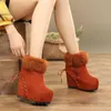 Boots Winter Women s Thick Bottom Wedge Heel Waterproof Platform Round Head Side Zipper Plus Veet Short