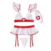 Sexy set lingerie vrouwen exotische kostuums Lenceria verpleegkundige kleding cosplay uniform porno seks ondergoed 230411