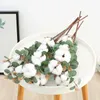 Decorative Flowers Simulated Eucalyptu Leaf Vase Flower Arrangement With 4 Cotton Dried Artificial Eucalyptus Money Wedding Decoration