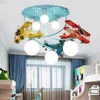 Подвесные лампы Американские ретро -самолеты светильники детская комната для мальчиков и девочек спальня творческая мультипликационная светодиодная лампа железной потолоки