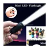 Moda 12 colores portátil mini linterna USB recargable llavero LED pequeña luz fuerte impermeable viaje eléctrico entrega de gota DHE2M