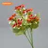 Dekorativa blommor Jultillbehör Guld Röd Vit Berry Bean Twig -gren för DIY Xmas Handmade Flower Bouquet Decoration Artificial