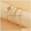 Chain 5Pcs/Set Simple Boho Pearl Pendant Bracelet Hand Pseras Charm Bracelets Bangles For Women 2021 Trend Fashion Jewelry D Dhgarden Dhac9